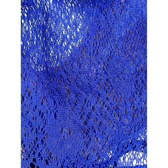 Mudd Floral Mesh Top L Blue Sheer Y2K Lace Fairy Whimsical Chic Neutral Punk 80s - Picture 8 of 10